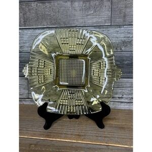 Vintage 1930s Imperial Glass‎ Yellow Beaded Block Plate
